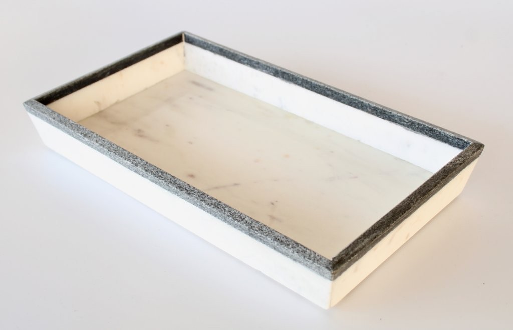 White Marble Tray With Grey Edge